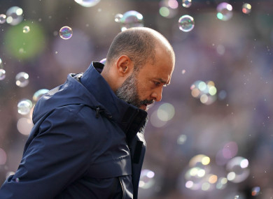 Tottenham Hotspur manager Nuno Espirito Santo during the Premier League match at the London Stadium.