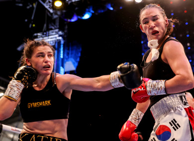 Katie Taylor in action against Jennifer Han in September.