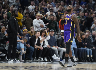 LeBron scored eight of the Lakers' 12 points in overtime.