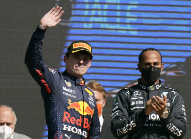Max Verstappen and Lewis Hamilton pictured earlier this month.