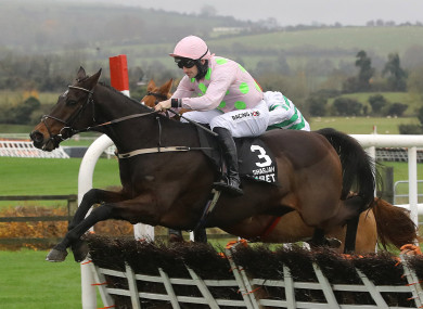 Sharjah and Patrick Mullins coming home to win the Unibet Morgiana Hurdle at Punchestown.