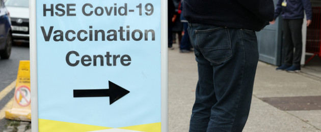 A sign for a vaccination centre offering booster jabs this morning