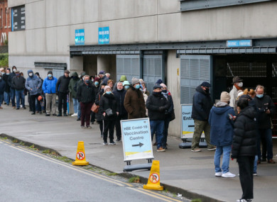 People queue outside the Croke Park vaccination centre for a booster jab