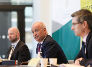 Filge image of Philip Nolan, Tony Holohan and Ronan Glynn at a NPHET briefing earlier this year.