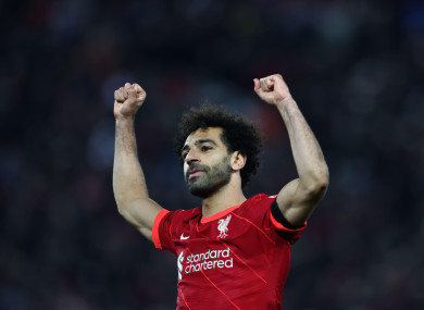 Mohamed Salah of Liverpool celebrates scoring