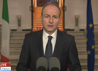 Taoiseach Micheál Martin addressing the nation this evening