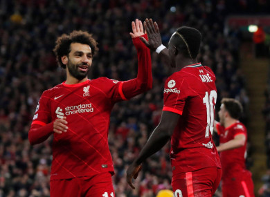 Liverpool forwards Mo Salah and Sadio Mane.
