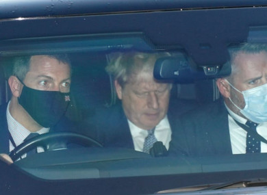 Boris Johnson leaving the Houses of Parliament in Westminster, London yesterday.