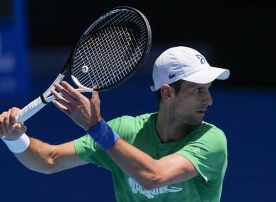 Djokovic practicing yesterday in Melbourne.