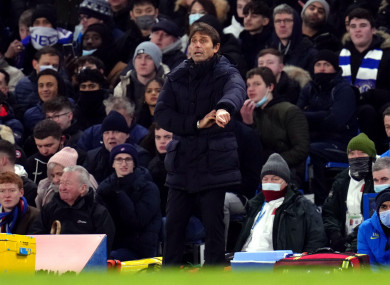 Antonio Conte gestures towards his players during the Carabao Cup semi-final.