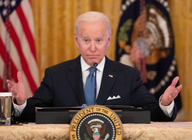 US President Joe Biden participates in a meeting with the White House Competition Council yesterday.