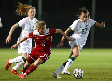 16-year-old Abbie Larkin made her senior international debut tonight.