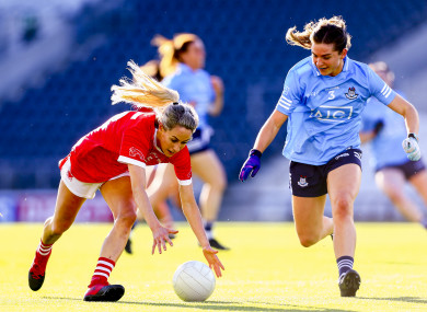 Cork's Orla Finn and Martha Byrne of Dublin in action last year.