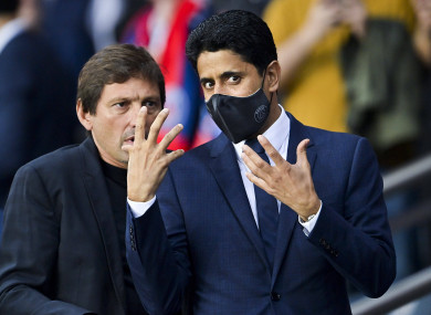 File photo of Leonardo (left) and Nasser Al-Khelaifi.