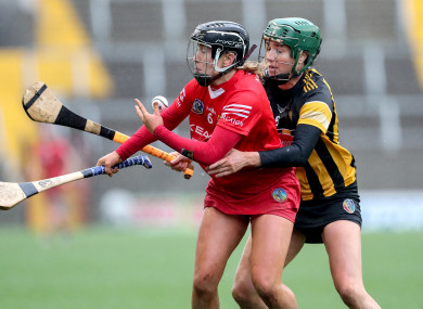 Cork's Laura Tracey with Denise Gaule of Kilkenny.