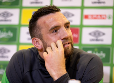Shane Duffy speaks to the press.