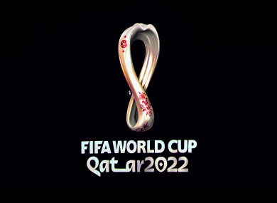 A general view of the Qatar 2022 FIFA World Cup logo.