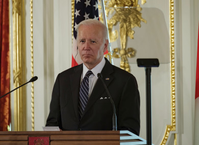 US President Joe Biden attends a press conference at Akasaka Palace state guest house in Tokyo.