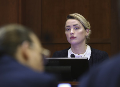 Amber Heard testifying in the courtroom at the Fairfax County Circuit Court on 5 May.