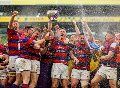 Clontarf celebrate their win.