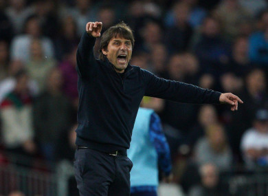 Tottenham Hotspur manager Antonio Conte on the touchline during the Premier League match at Anfield.