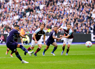 Riyad Mahrez sees his penalty saved by Lukasz Fabianski.
