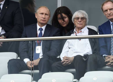 Russian president Vladimir Putin and Bernie Ecclestone pictured in 2015.
