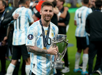 A happy Lionel Messi.