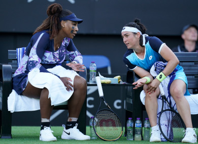 Serena Williams with Ons Jabeur.