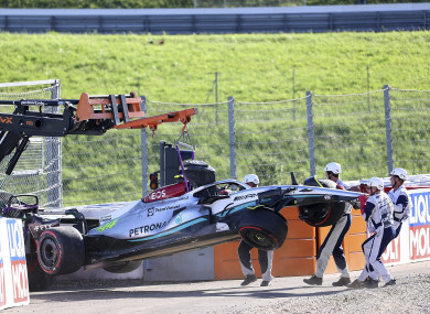 Lewis Hamilton's car after the crash.