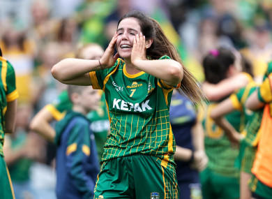 Shauna Ennis at the final whistle of last year's All-Ireland senior final.