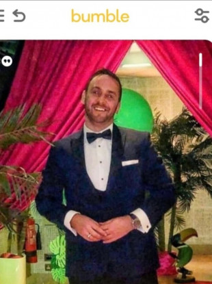 A photograph of
                  Moody which was visible on the Bumble dating app this
                  week.