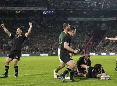 New Zealand's David Havili scores a try.