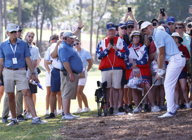 Jordan Spieth in action today.