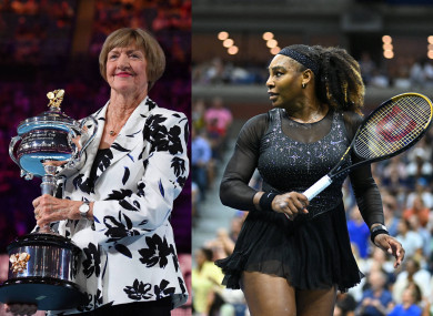 Margaret Court and (right) Serena Williams.