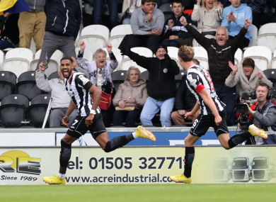 St Mirren's Jonah Ayunga celebrates scoring their side's second goal.
