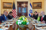 Donald Trump meets with Israel's Prime Minister Benjamin Netanyahu at the White House