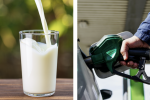 A glass of milk and a petrol pump 