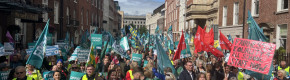 'We will win!': School secretaries and caretakers rally in their thousands as strike starts