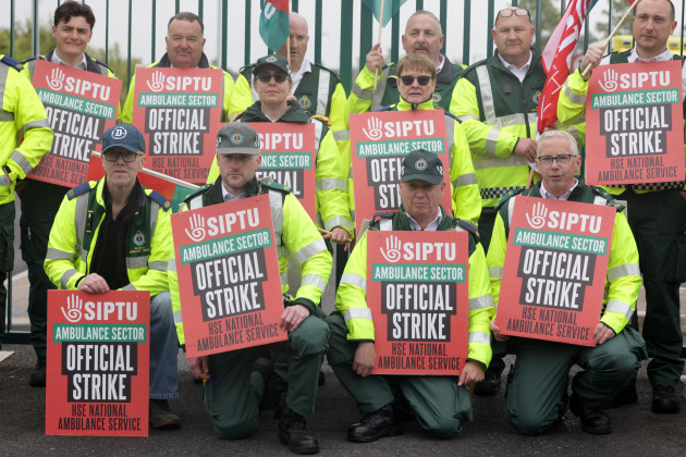 National Ambulance Service workers 'prepared for the long haul' as 24-hour strike underway